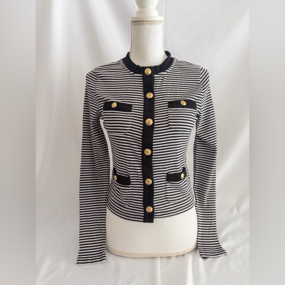 J. Crew Black and White Striped Jacket